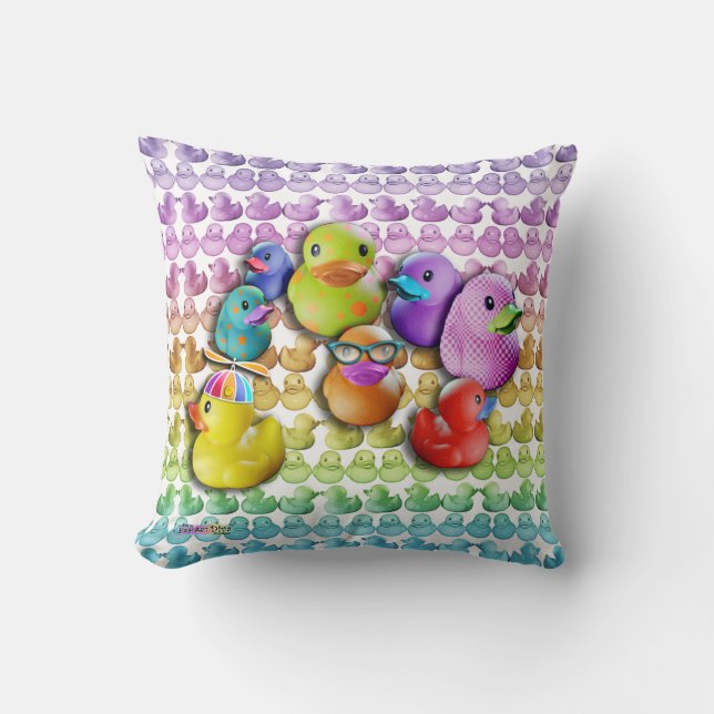 ALMOFADA TRAVESSEIRO DECORATIVO - BORRACHA DUCKIES - PATO (Frente)