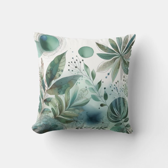 Almofada Travesseiro decorativo Botânico de Aquarela (Frente)