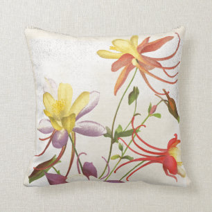 Almofada Travesseiro decorativo botânico floral aquilégia