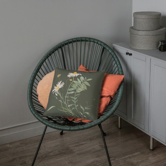 Almofada Travesseiro decorativo botânico verde-margarida (Criador carregado)