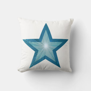 Almofada Travesseiro decorativo branco azul azul-estrela