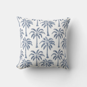 Almofada Travesseiro decorativo Branco Azul das Palmeiras