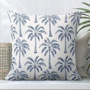 Almofada Travesseiro decorativo Branco Azul das Palmeiras
