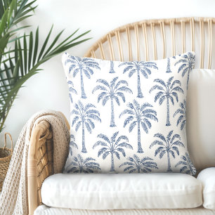 Almofada Travesseiro decorativo Branco Azul das Palmeiras -