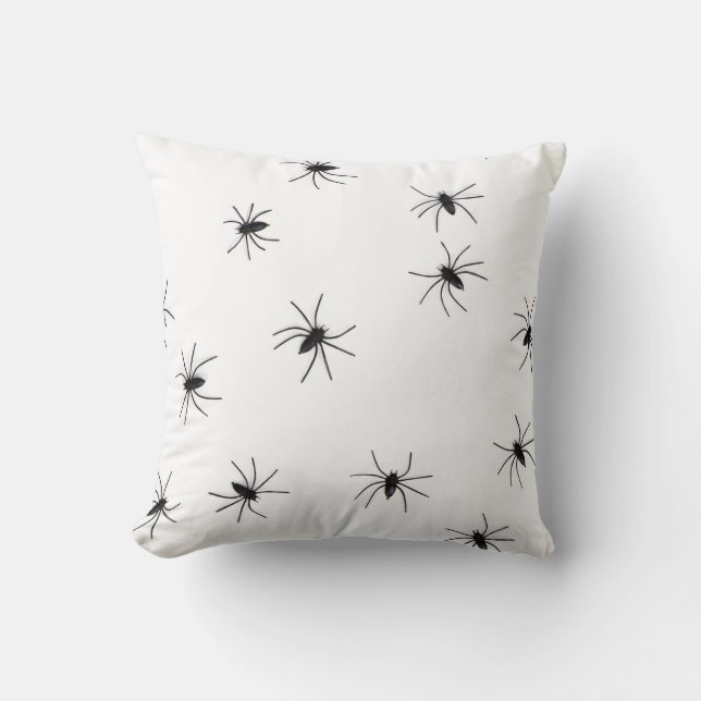 Almofada Travesseiro decorativo branco com aranhas (Frente)