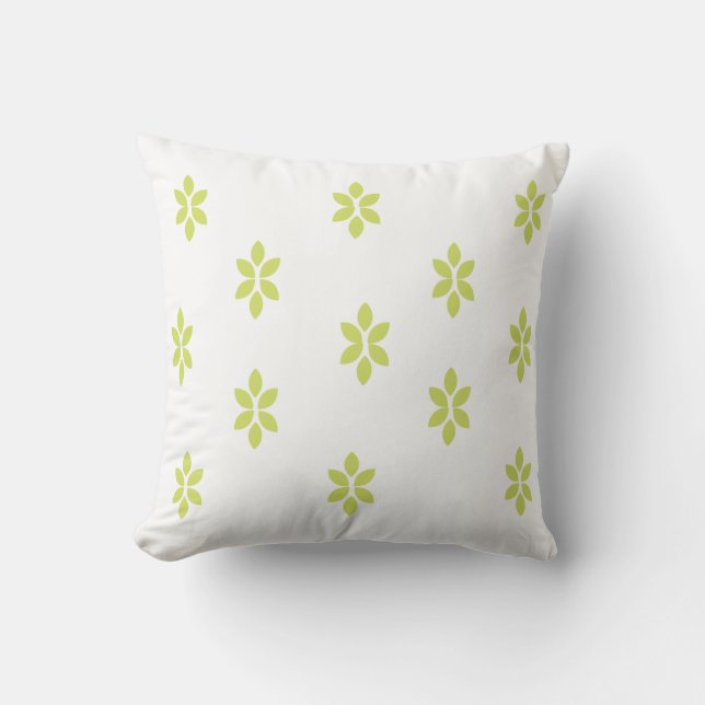 Almofada Travesseiro Decorativo Branco Com Folhas Verdes Mi (Frente)