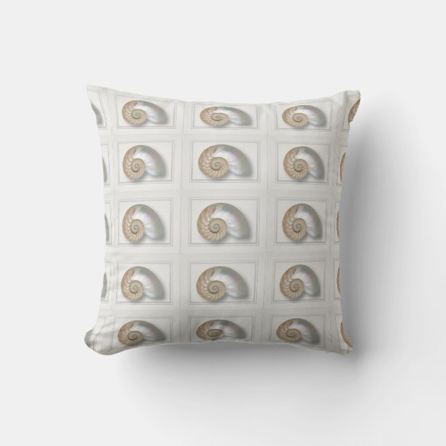 Almofada Travesseiro decorativo Branco Nautilus Seashell (Frente)