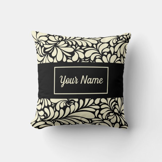 Almofada Travesseiro decorativo branco preto e desligado pe (Frente)