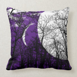Almofada Travesseiro decorativo branco preto roxo da árvor