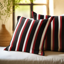 Travesseiro decorativo branco preto vermelho