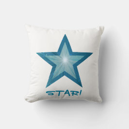 Almofada Travesseiro decorativo branco quadrado azul-estrel