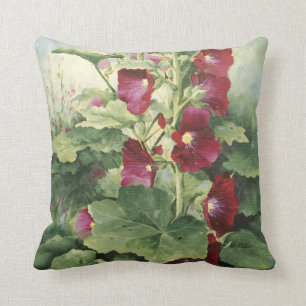 Almofada Travesseiro decorativo Burgundy Hollyhocks 0536