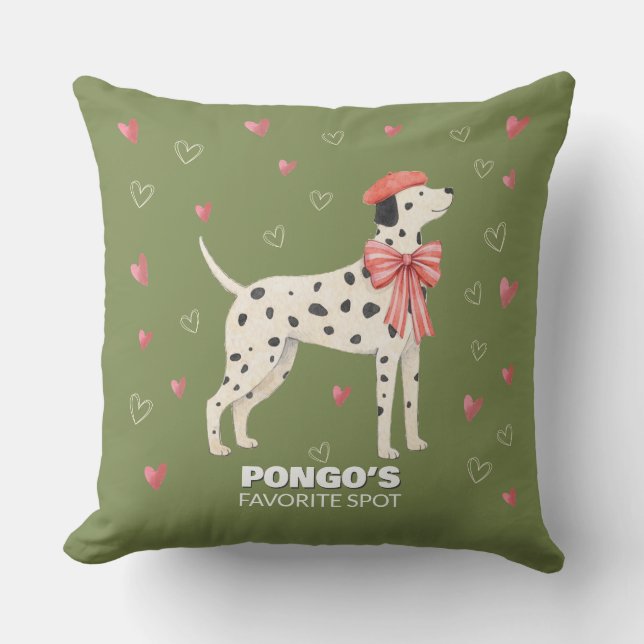 Almofada Travesseiro Decorativo Cão Dalmatiano Laço Coração (Frente)