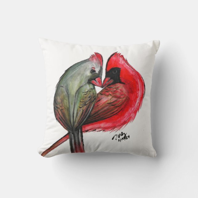 Almofada Travesseiro decorativo Cardinal Love Bird (Frente)