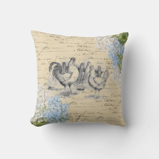 Almofada Travesseiro decorativo Cartão-postal azul de frang (Frente)