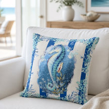 Travesseiro Decorativo Cavalo-Marinho Azul Costeir