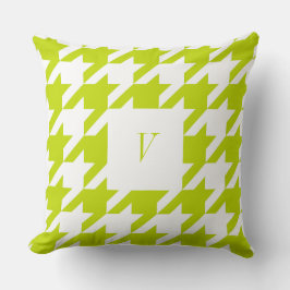 Almofada Travesseiro decorativo Celery Houndstooth Monogram