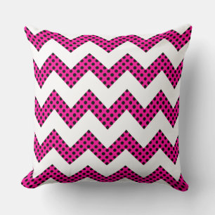Almofada Travesseiro decorativo Chevron de pontos pretos co