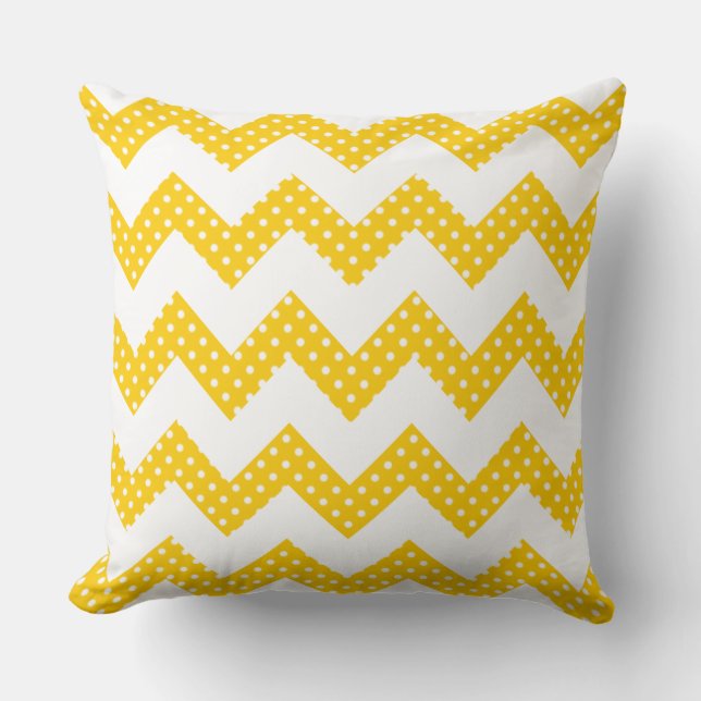 Almofada Travesseiro decorativo Chevron ouro amarelo pontos (Frente)