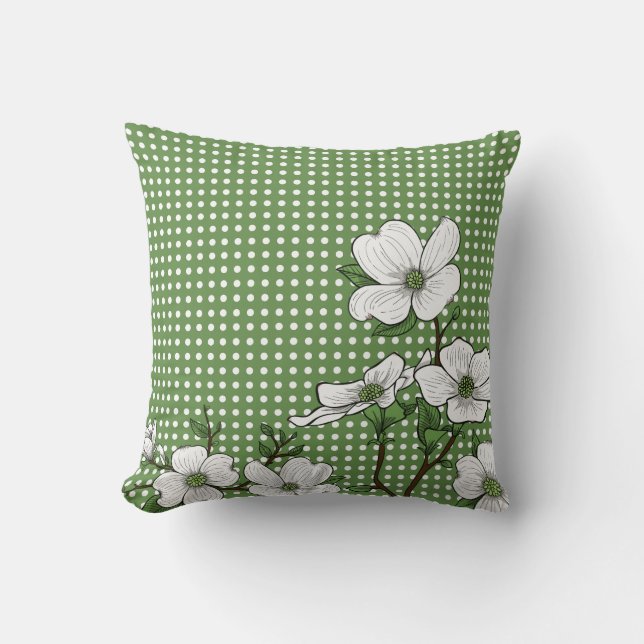 Almofada Travesseiro decorativo Chic Dogwood Blossoms & Bol (Frente)