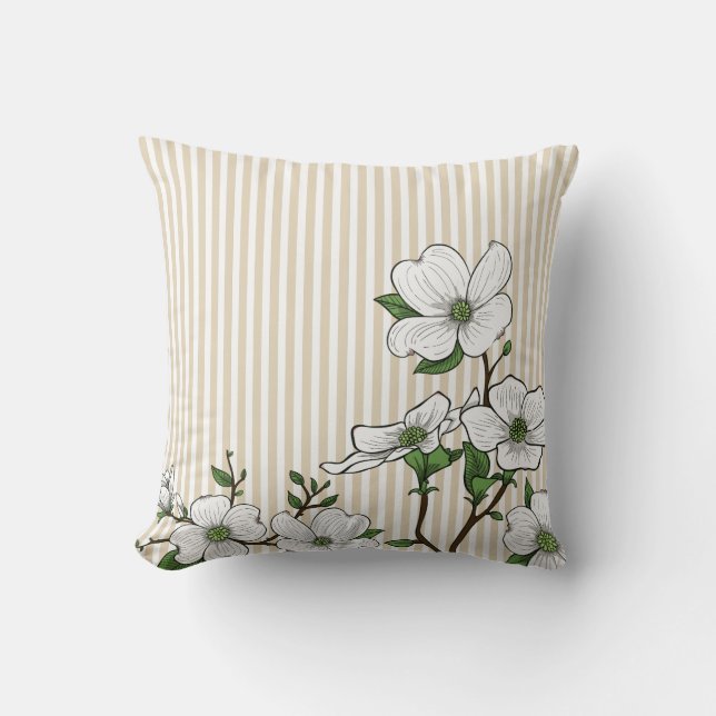 Almofada Travesseiro decorativo Chic Dogwood Blossoms & Str (Frente)