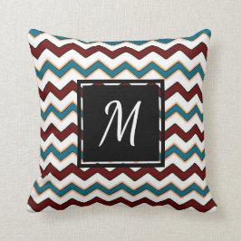 Almofada Travesseiro decorativo Chic Teal Burgundy Chevron 