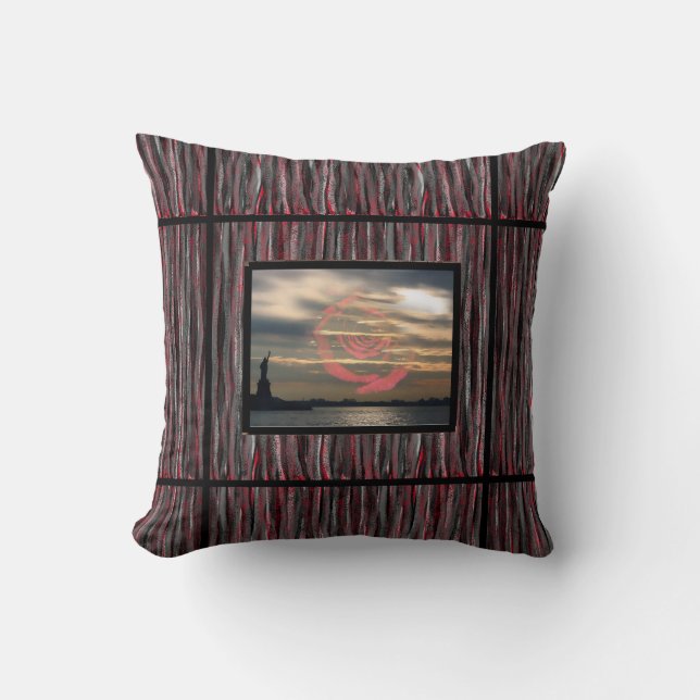 Almofada Travesseiro Decorativo Cinza Preto Vermelho para S (Frente)