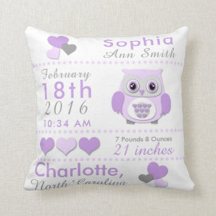 Almofada Travesseiro decorativo cinzento roxo do berçário