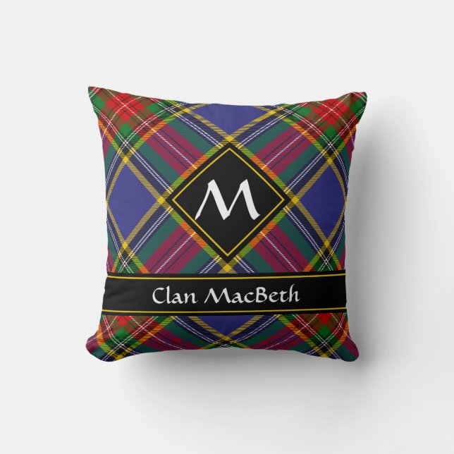 Almofada Travesseiro decorativo Clan MacBeth Tartan (Frente)