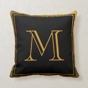 Almofada Travesseiro decorativo Clássico Preto Faux Gold F