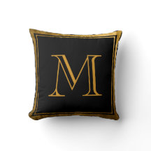 Travesseiro decorativo Clássico Preto Faux Gold Fo