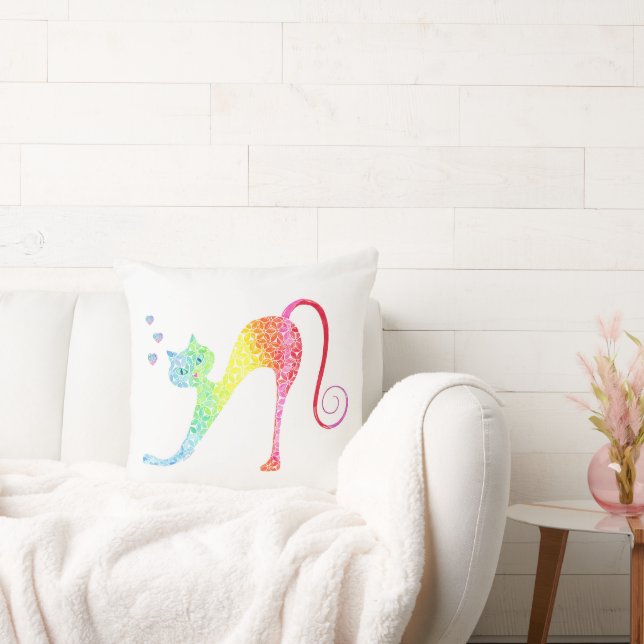 Almofada Travesseiro decorativo Colorida de Gato (Sofá)