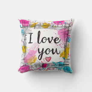 Almofada Travesseiro decorativo Colorida "Eu Te Amo"