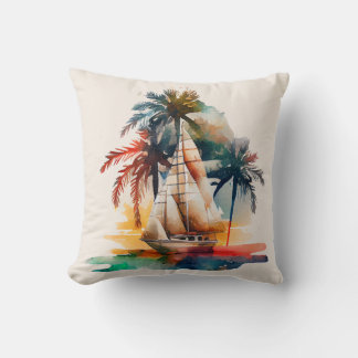 Almofada Travesseiro decorativo Colorida Tropical Palm and