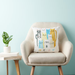 Almofada Travesseiro decorativo Colorido de Gatos MEOW - Di