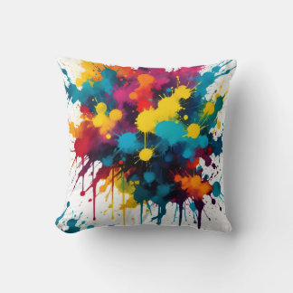 Almofada Travesseiro decorativo Colorido de Splatter de Tin
