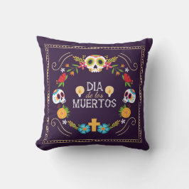 Almofada Travesseiro decorativo Colorido Floral Skulls Dia