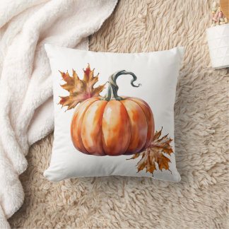 Almofada Travesseiro decorativo com a Abóbora e as Folhas d