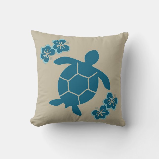 Almofada travesseiro decorativo com a tartaruga de mar, (Frente)