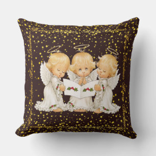 Almofada Travesseiro Decorativo com Anjos Cantando Natal
