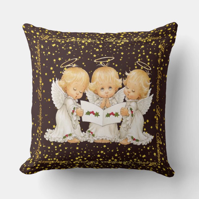 Almofada Travesseiro Decorativo com Anjos Cantando Natal (Frente)