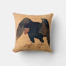 Almofada Travesseiro Decorativo com Arte de Corvo no Estilo
