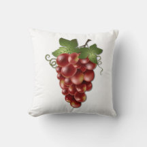 Travesseiro Decorativo com Cacho de Uvas Vermelhas