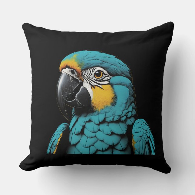 Almofada Travesseiro Decorativo com Desenho de Papagaio (Frente)