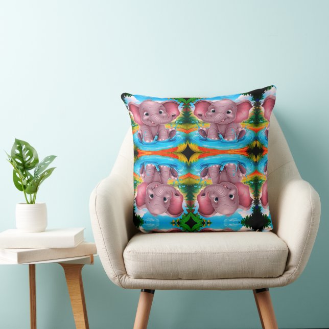 Almofada Travesseiro Decorativo com Design de Elefante Fofo (Cadeira)