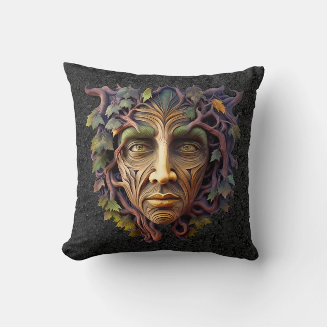 Almofada Travesseiro Decorativo com Entalhe Florestal (Frente)