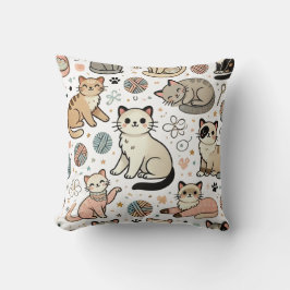 Almofada Travesseiro Decorativo com Estampa de Gato Brincal