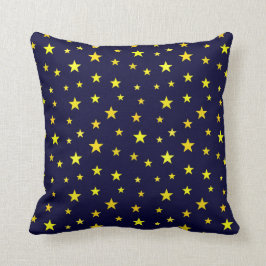 Almofada travesseiro decorativo com estrelas no fundo azul 