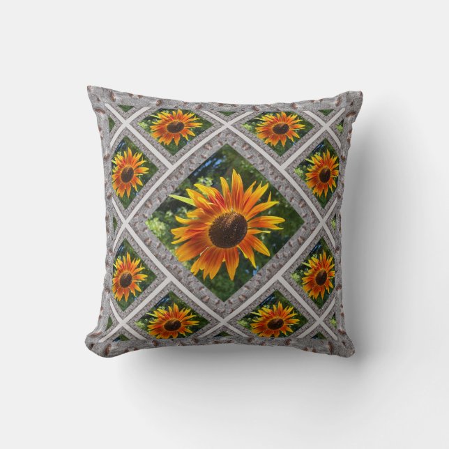 Almofada Travesseiro decorativo com flores laranja tortuosa (Frente)