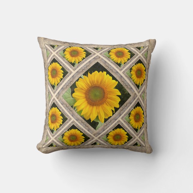 Almofada Travesseiro decorativo com girassóis alegres (Frente)
